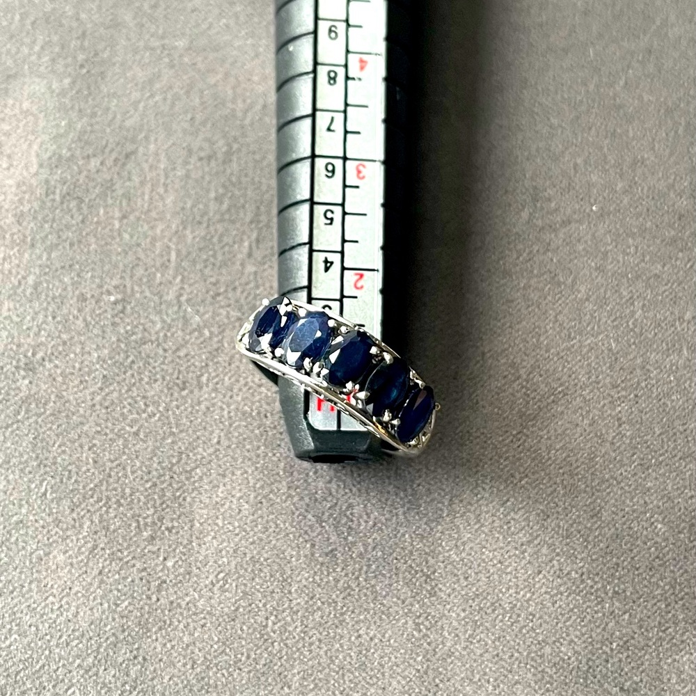5 sapphire stone sterling silver ring